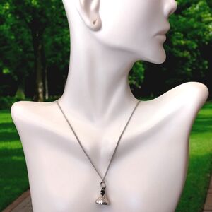Silver-tone Hershey's Kiss Emerald Stone Pendant Necklace